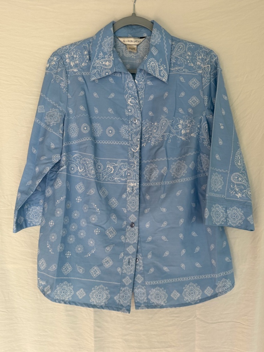 Allison Daley Light Blue Paisley-Print Button Shirt